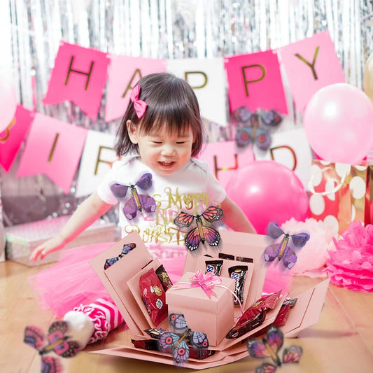 DIY Take action  Handmade Surprise Gift Box Explosion Butterfly Fairy Flying Toy Winding Rubber Band Toy