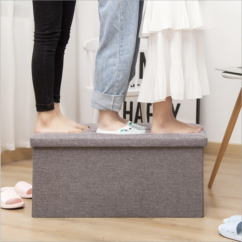 Simple Fabric Storage Storage Stool Folding Shoe Bench Footstool Can Sit With Lid Storage Box Stool 30*30*30cm/40*25*25cm