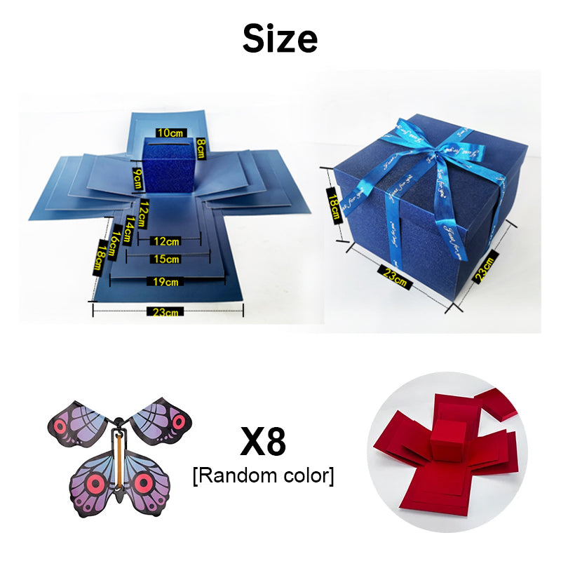 DIY Take action  Handmade Surprise Gift Box Explosion Butterfly Fairy Flying Toy Winding Rubber Band Toy